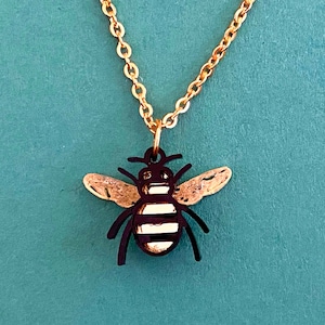 Bee acrylic gold plated necklace
