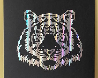 A4 Holographic Tiger Face Poster