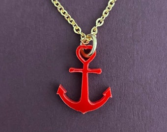 Red anchor acrylic necklace