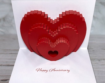 Wedding anniversary heart pop-up card