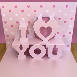 Carte pop-up kirigami 3D pour anniversaire de mariage Je t'aime