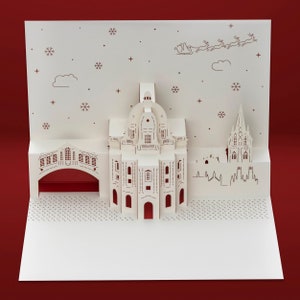 Carte pop-up 3D pour Noël Skyline d'Oxford en Angleterre