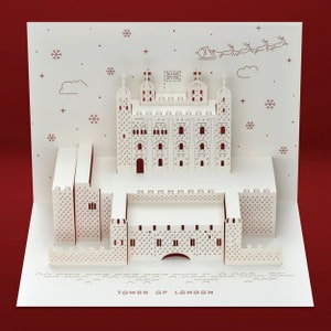 Carte pop-up 3D de Noël de la Tour de Londres