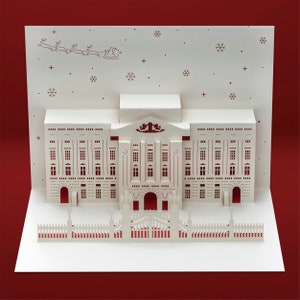 Tarjeta navideña 3D desplegable del Palacio de Buckingham