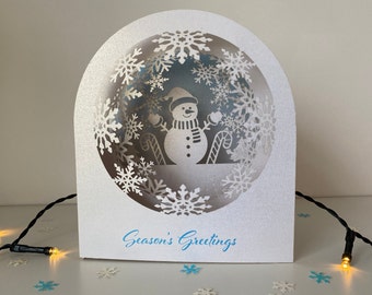 3D pop-up snow globe snowman Christmas card