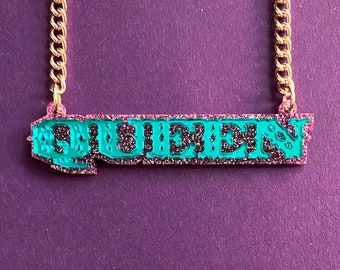 Queen acrylic statement necklace