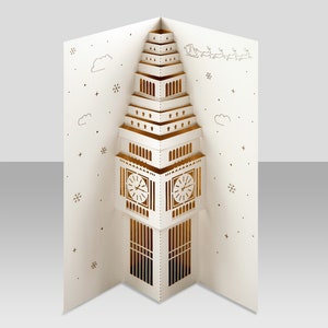 Coque dorée pop-up Big Ben Christmas 3D
