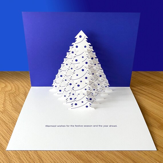 LIN Biglietto Di Natale 3D Pop-up 11,5x17 Cm - Albero E Babbo Natale - Fatto A Mano In Carta Giapponese - Con Busta
