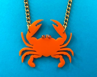 Crab acrylic necklace