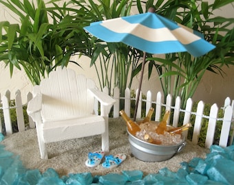 Blue Dollhouse Miniature Colorful Summer Adirondack Lawn Chair Closeout