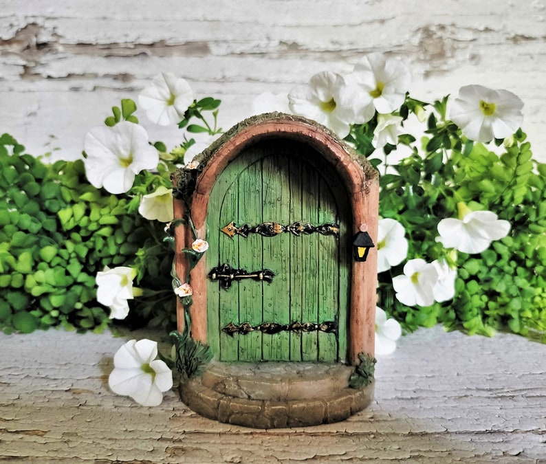 4 Small Mystical Green Fairy Door Fairy Garden Miniature Garden Terrarium Garden Accessory image 6