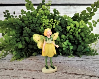 Last One - Buttercup Fairy 2 1/2" - TEENY TINY - New in Box - Vintage - Retired - Cicely Mary Barker Flower Fairy - Fairy Garden - On Base