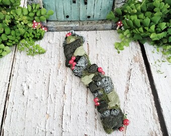 5" Mossy Stone Pathway - Mushrooms - Fairy Garden - Walkway - Woodland - Forest -  Miniature Garden Accessories