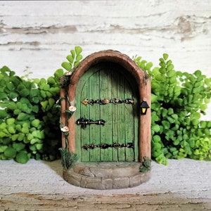 4 Small Mystical Green Fairy Door Fairy Garden Miniature Garden Terrarium Garden Accessory image 3