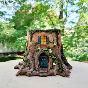 4" Small Decorative Planter - Tree Stump Fairy House Planter - Fairy Garden - Miniature Garden - Cottage - Plant NOT Included