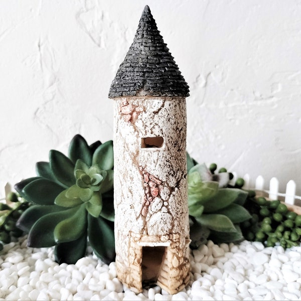 6" MINI Tower - Terrarium - Mini Fairy Garden - Miniature Garden - Mini Castle Tower - Garden Decoration - Accessory