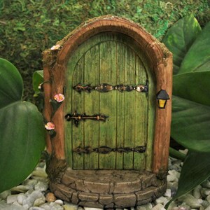 4 Small Mystical Green Fairy Door Fairy Garden Miniature Garden Terrarium Garden Accessory image 4