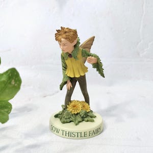 Sow Thistle Flower Fairy - NEW in Box - Vintage Pedestal Fairy - RETIRED Cicely Mary Barker Flower Fairy - Fairy Garden - Fairy Figurine