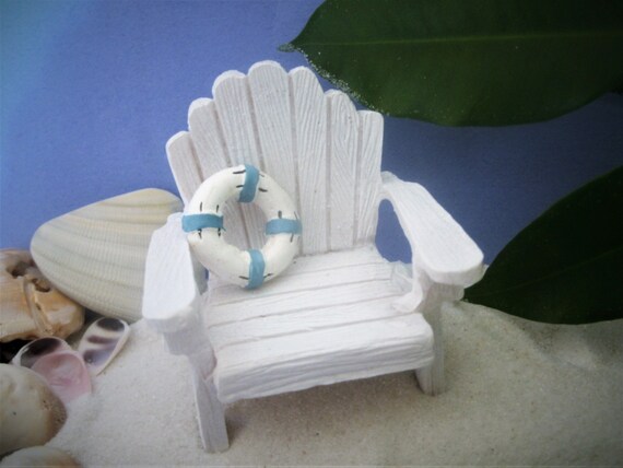 White Adirondack Chair Fairy Garden Terrarium Miniature Gardening Beach And Pool Accessories