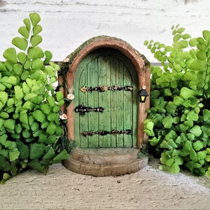 4 Small Mystical Green Fairy Door Fairy Garden Miniature Garden Terrarium Garden Accessory image 2