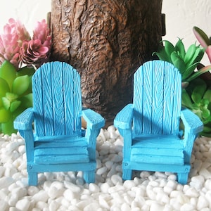 ONE 2 1/2&quot; Blue Adirondack Chair - Fairy Garden - Terrarium - Miniature Gardening - Beach - Pool - Garden Accessory