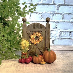 3 1/2&quot; Fall Harvest Fairy Gate/Door - Fairy Garden - Miniature Gardening - Terrarium - Decoration - Fairy Accessory