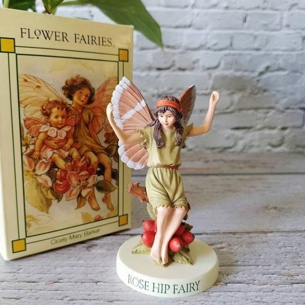 Rose Hip Fairy - NEW in Box - Vintage Pedestal Fairy - RETIRED Cicely Mary Barker Flower Fairies - Fairy Garden - Fairy Figurine