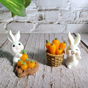 MINI Bunnies & Carrots Collection Set of 2 Bunnies With Carrots Fairy ...