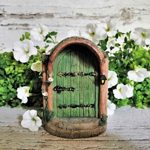 4 Small Mystical Green Fairy Door Fairy Garden Miniature Garden Terrarium Garden Accessory image 1