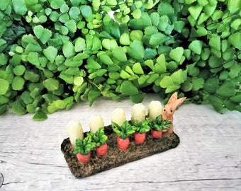 1" Tall Bunny & Vegetable Patch - Fairy Garden - Terrarium - Miniature Garden - Figurine - Garden Supply
