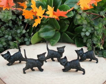 3/4" x 1" TINY Black Kittens - Set of 3 OR 6 - Halloween Black Cat - Fairy Garden - Craft Supply - Fall - Diorama - Dollhouse - Figurine