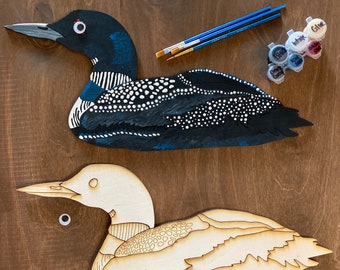 DIY Painting Kit, DIY Craft Kit, DIY Loon, Paint at Home Kit, Father's Day Gift, Gift for Him, Gift for Her, Bird Painting Kit, Common Loon