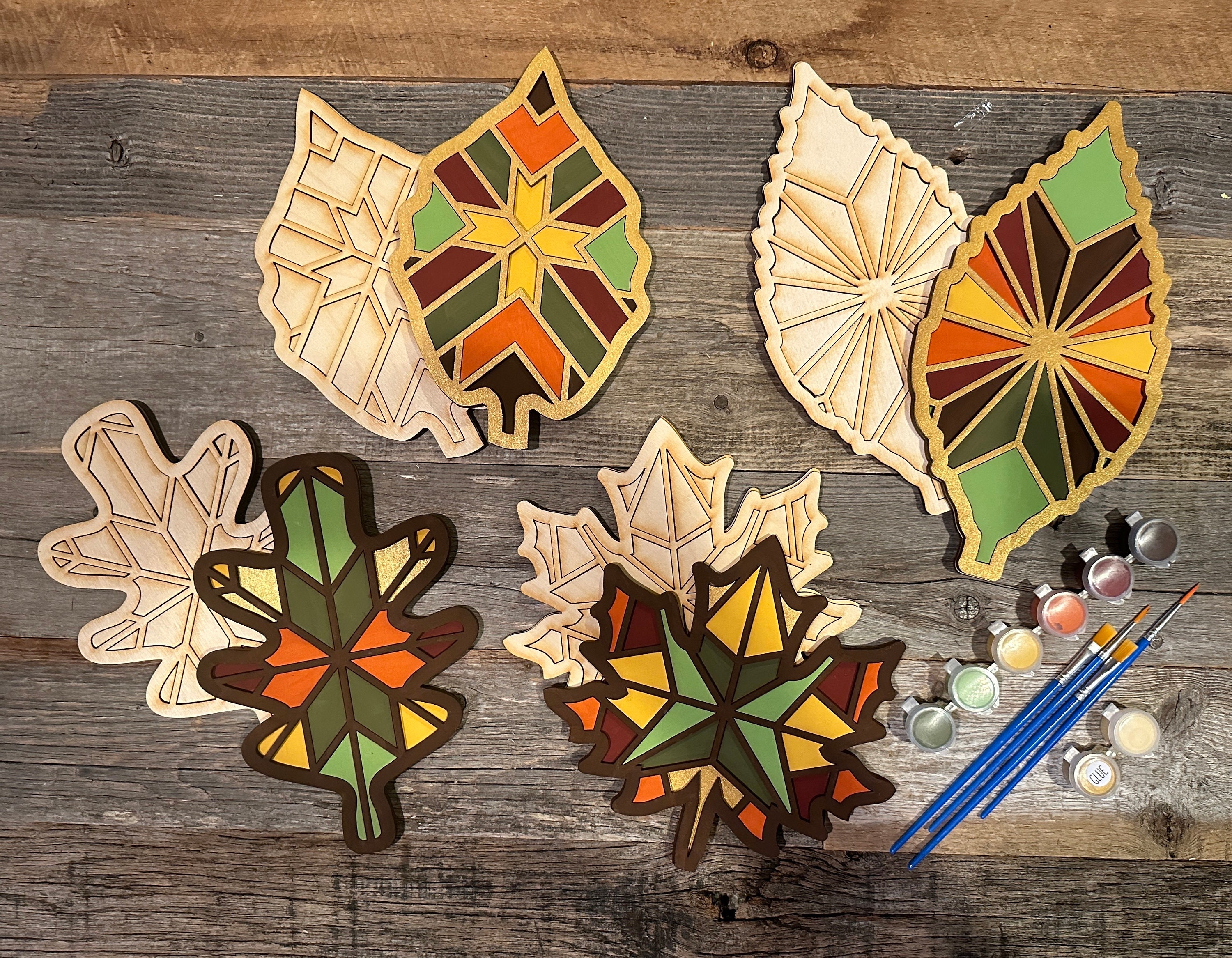 48 Pcs Thanksgiving Wooden Keychain Craft Kit - Blank DIY Keychains To Color, Fall Shapes, Party Favors
