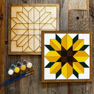 Sunflower DIY Barn Quilt Painting Kit, DIY Mosaic Craft, Barn Quilt Kit, Paint at Home, Gift for Her, Crafts for Adults, DIY for Teens