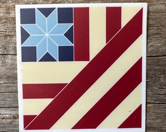 Barn Quilt Pattern Vinyl Sticker, gift for her him and quilters, Barn Quilt sticker, Sticker for water bottle, Barn quilt decor accessory