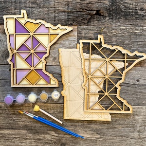 MinnesotaDIY Painting barn quilt pattern craft kit, Small Painting Kit, Party Craft for Everyone, DIY for Kids and teens, Minnesota SKOL