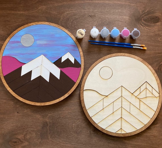DIY Paint Kit DIY Craft Kit Mountain Landscape Painting 