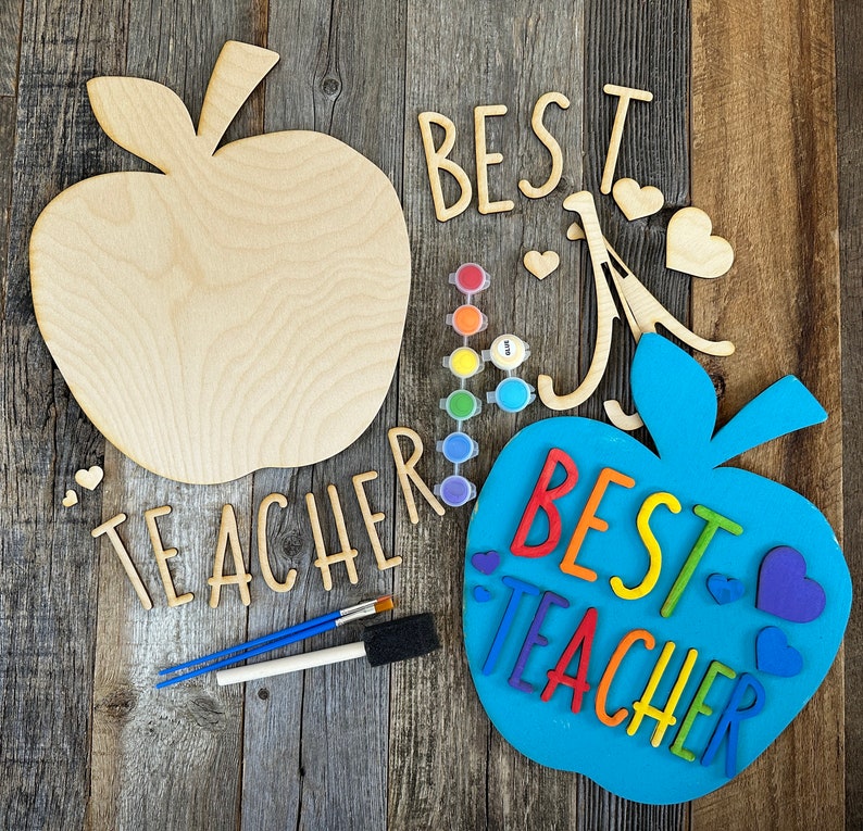 Kinder DIY Malerei Lehrer Wertschätzung Geschenk, Lehrer Wertschätzung, Lehrer Geschenke, Ende der Schule Geschenk, zurück zu Schule Geschenk, DIY Kinder Handwerk Bild 1