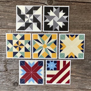 Barn Quilt Muster Vinyl Aufkleber, Geschenk für sie ihn und Quilter, Barn Quilt Aufkleber, Aufkleber für Wasserflasche, Barn Quilt Decor Accessoire