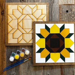Sunflower DIY Barn Quilt Painting Kit, DIY Mosaic Craft, Barn Quilt Kit, Paint at Home, Gift for Her, Crafts for Adults, DIY for Teens