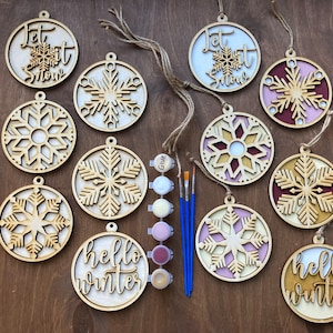 DIY Snowflake, Let it Snow Ornaments Painting Kit, DIY Craft Kit, Ornament Painting Kit, Holiday Christmas Craft, Holiday DIY, Holiday Party