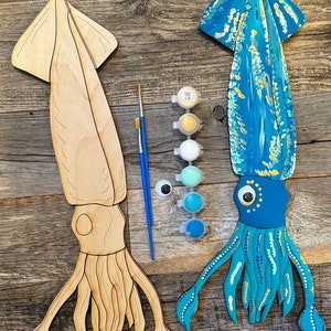 DIY Giant Squid Painting Kit, Paint at home Kit, Paint your own Squid, Gift for her, Awesome gift for a Friend, Squid Craft Kit