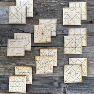 Laser Cut Barn Quilt Mosaics, Supplies for DIY crafts, Laser cut shapes for kids, Barn Quilts for Color, Mosaics to Color, Barn Star