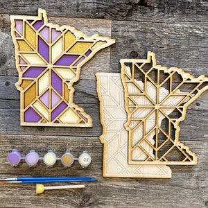 MinnesotaDIY Painting barn quilt pattern craft kit, Small Painting Kit, Party Craft for Everyone, DIY for Kids and teens, Minnesota SKOL