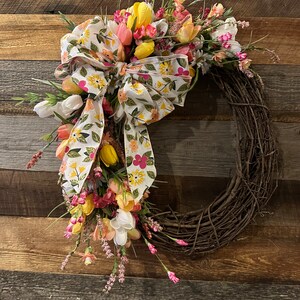 Pink Wreath, Grapevine Wreath, White Wreath, Front Door Wreath, Mint Green Wreath, Hi Wreath, Modern Wreath, Spring Wreath image 7
