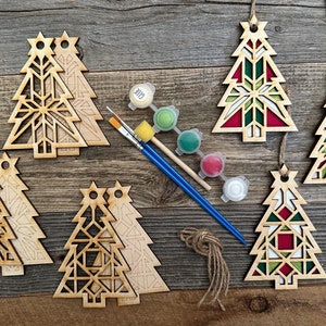 DIY Barn Quilt Pattern Christmas Tree Ornaments Painting Kit, DIY Craft Kit, Holiday Ornament Christmas Craft, Holiday DIY, Holiday Party