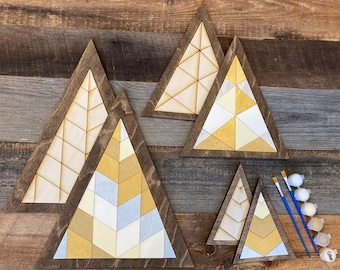 Geometric DIY Painting Kit Trio of Triangles, Paint at Home Decor, Gift for Her, Craft Kit for Adults, Craft Kit for Teens, Gift for Him