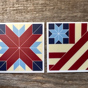 Barn Quilt Muster Vinyl Aufkleber, Geschenk für sie ihn und Quilter, Barn Quilt Aufkleber, Aufkleber für Wasserflasche, Barn Quilt Decor Accessoire