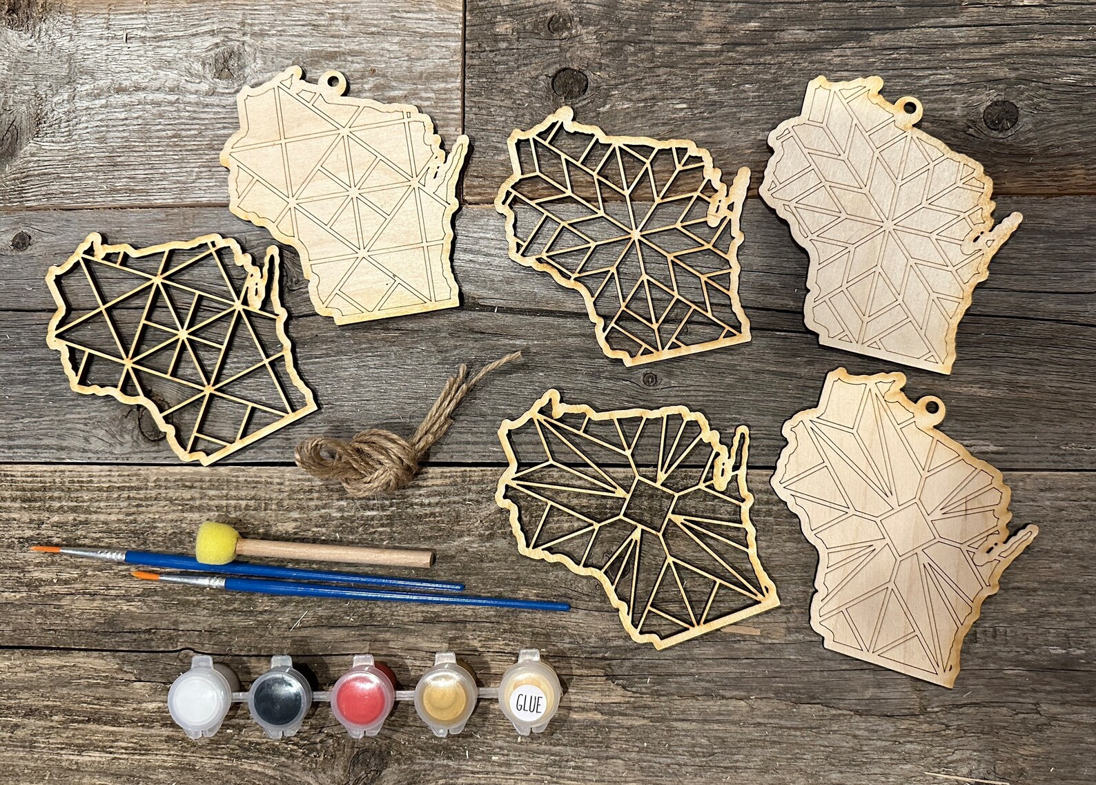 DIY Wisconsin Barn Quilt Pattern Ornaments Painting Kit, DIY Wisconsin ...