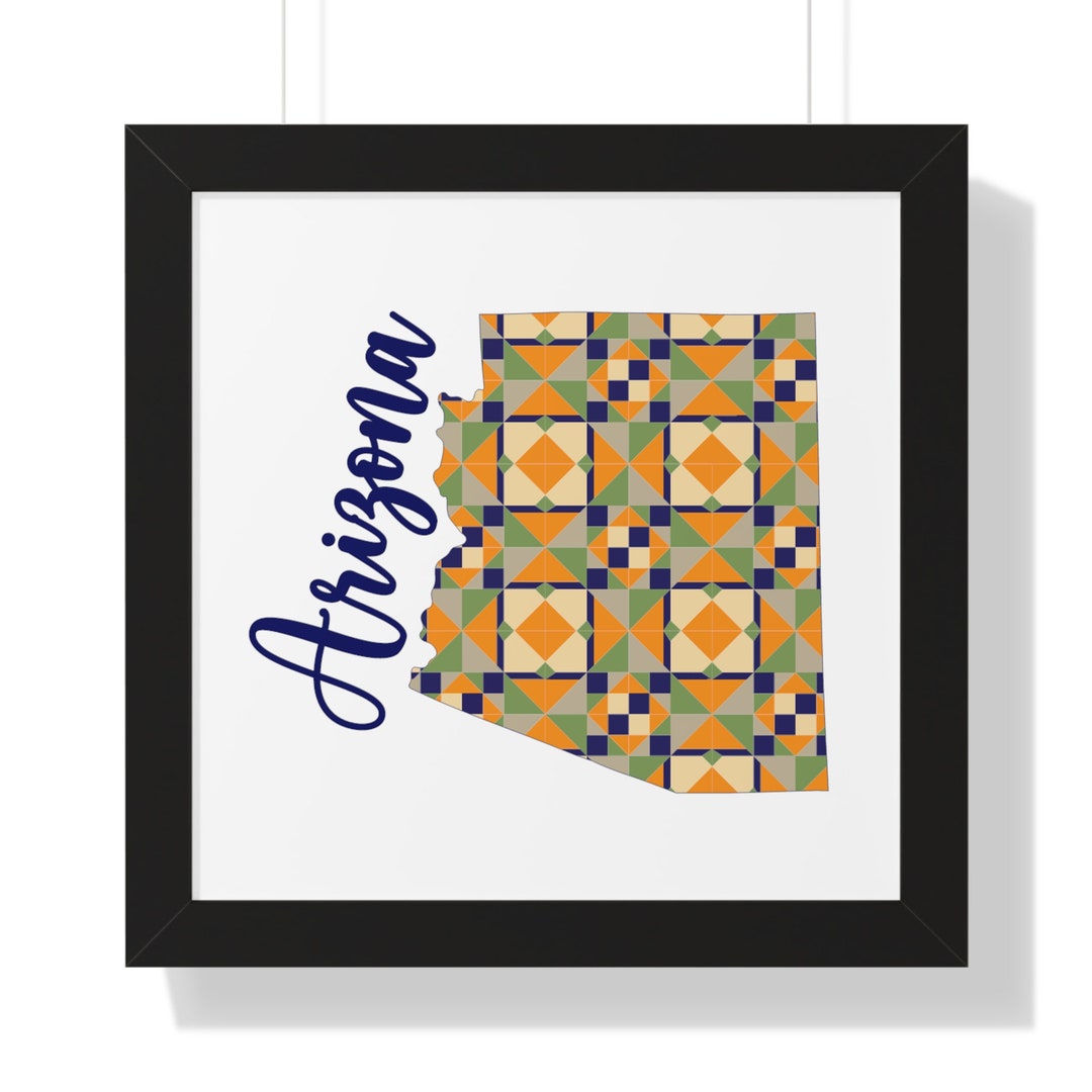 Framed Arizona Barn Quilt Pattern Print Poster, Arizona Barn Quilt ...